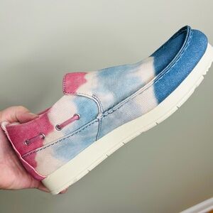 Sperry Moc-Sider Womens Size 10 M (or 9.5) Slip-on Canvas Tie-Dye Retro Loafer